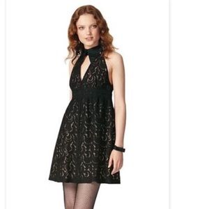 anna sui black lace collared dress size medium